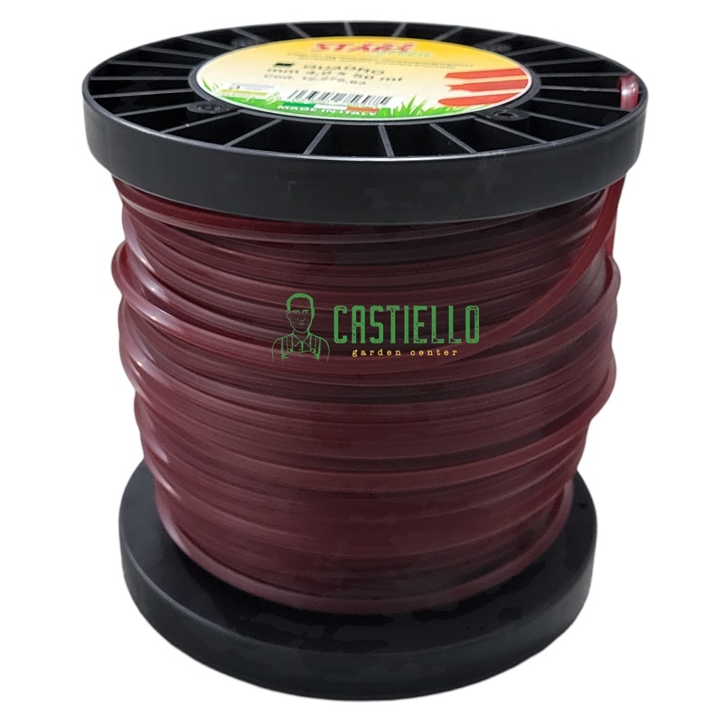 Filo decespugliatore 50 mt mm4 quadrato rosso
