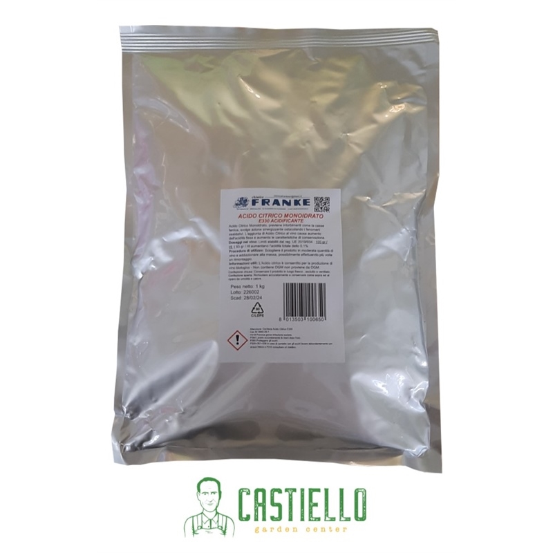 Acido citrico monoidrato 1kg antiossidante alimentare