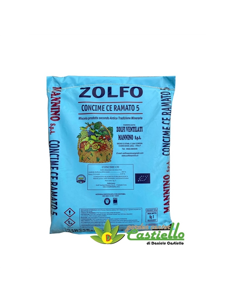 ZOLFO VENTILATO RAMATO 5% - KG 5 - FERTILIZZANTE - FUNGICIDA BIO MANNINO -  Arca Natura Amica