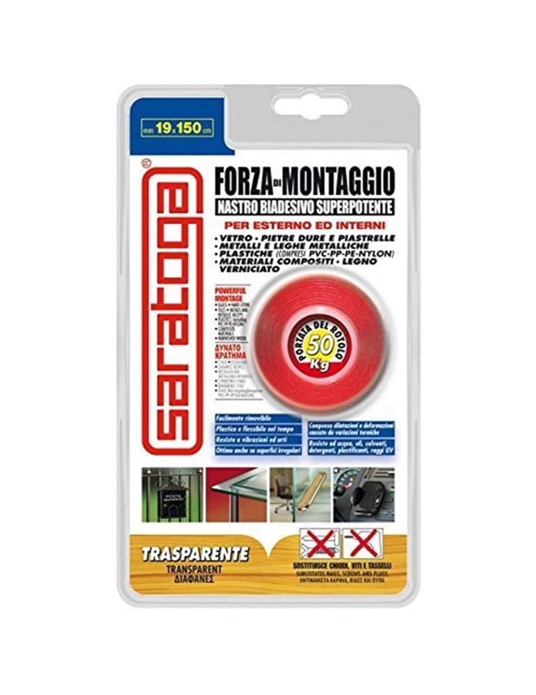 Nastro Forza-montaggio bi-adesivo 19mmx1,5mt saratoga