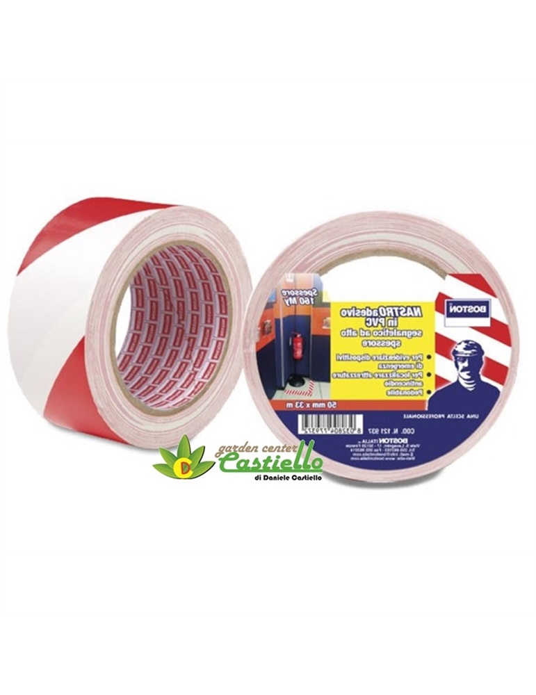 Nastro adesivo in PVC Bianco-rosso 50mm 33mt - [8032804779372]