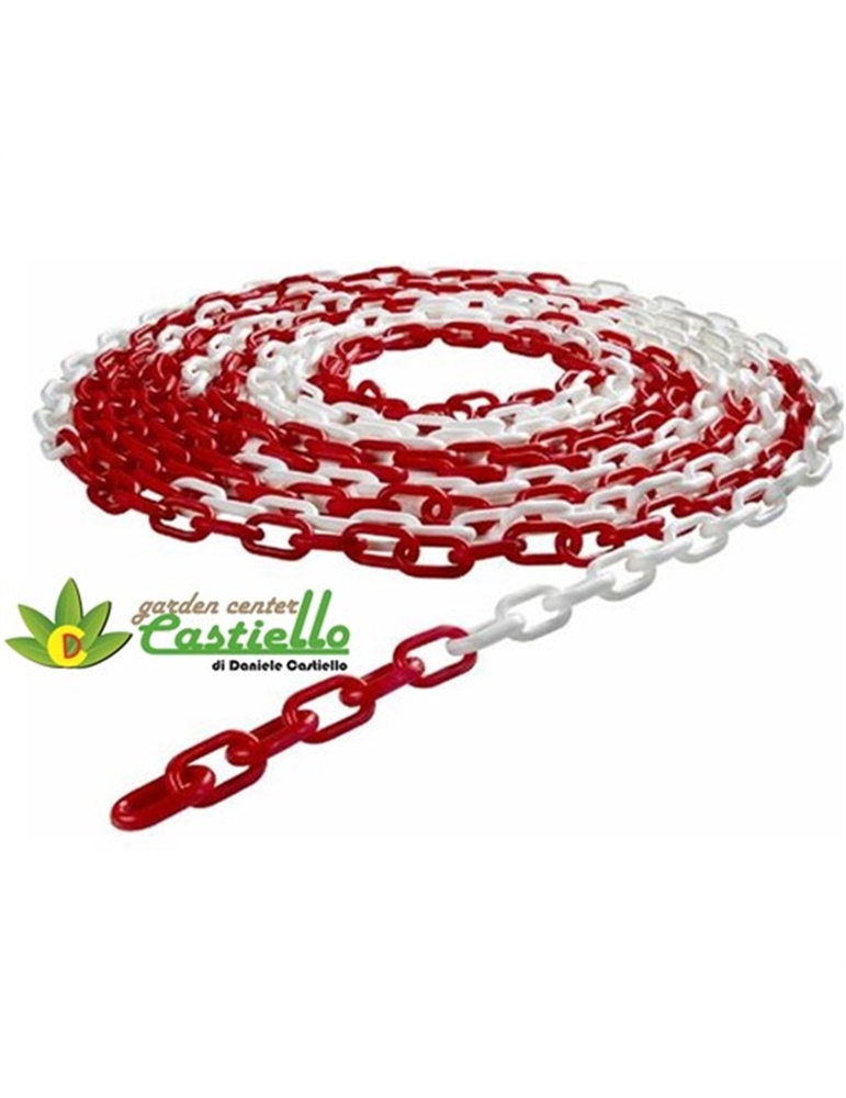 Catena in PVC bianco rossa con anelli di giunzione mt7,5
