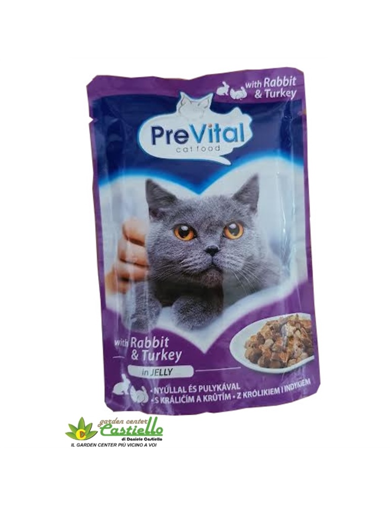 Prevital cat food con coniglio e tacchino in gelatina GR 100 Prevital cat food con coniglio e tacchino in gelatina GR 100