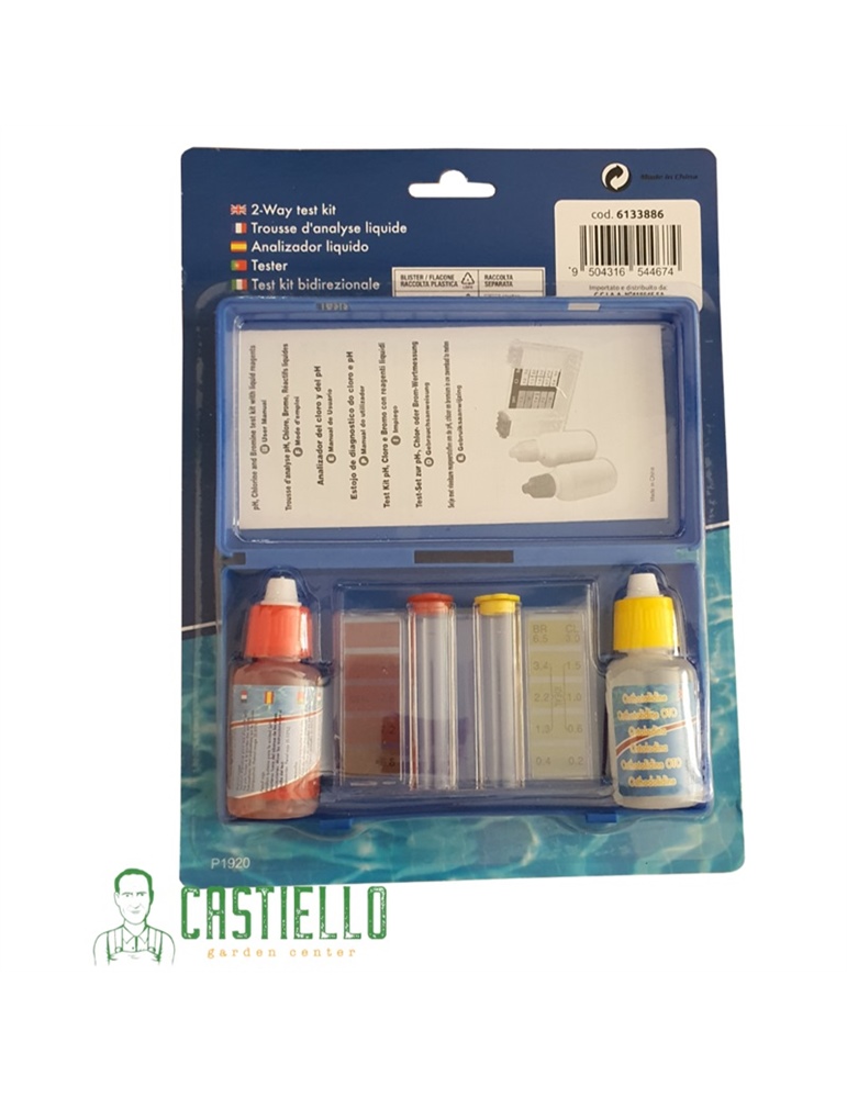 Test cloro ph in kit c/scala colori+reagenti piscina