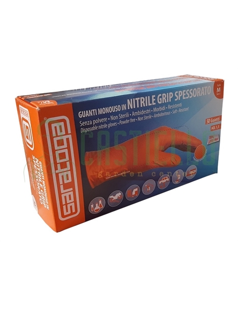 Guanti in nitrile grip spessorato monouso tg. L saratoga