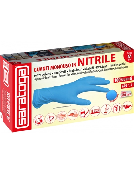 Guanti in nitrile monouso tg. XL saratoga