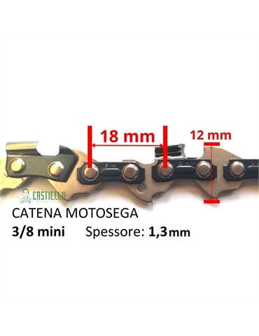 CATENA motosega 3/8 mini Spessore: 1,3mm