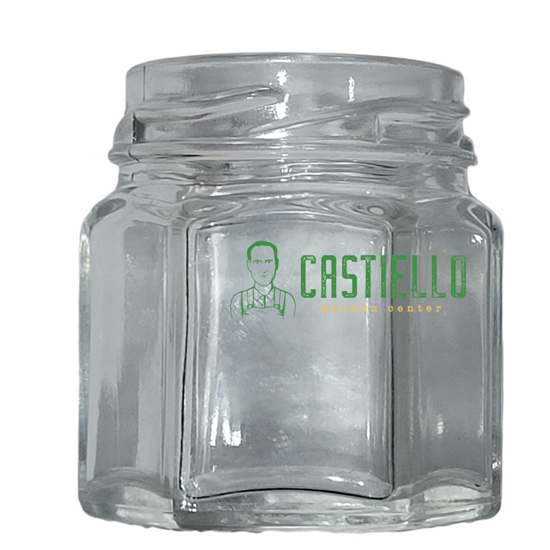 Vaso vetro 45ml esagonale tappo 43